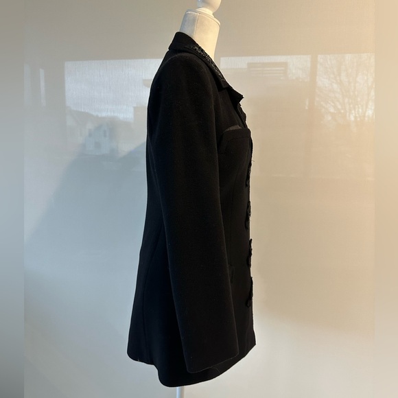 LA FÉE MARABOUTÉE black wool blend riding jacket with a jewelled collar - Picture 7 of 16